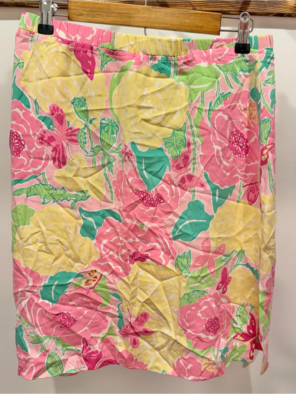 VINTAGE LILLY PULITZER Silk A Line Skirt Shoo Fly Butterflies and Poppies Print